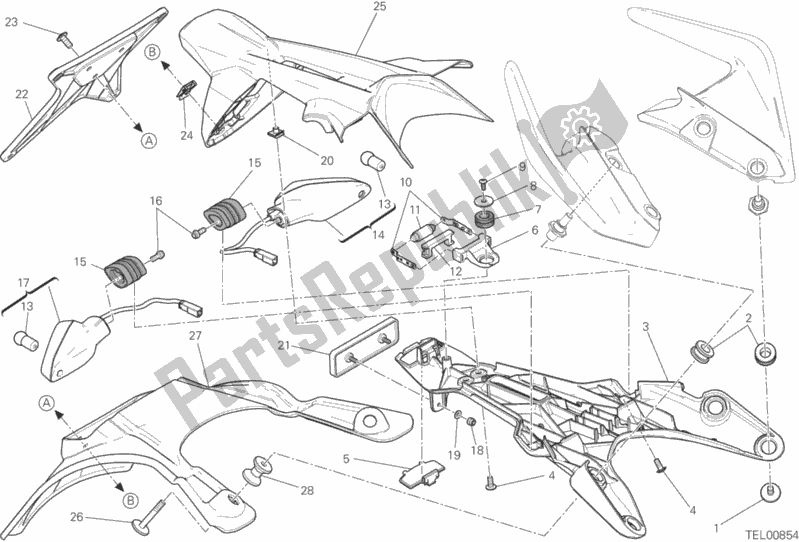 Tutte le parti per il Portatarga del Ducati Monster 821 AUS 2017